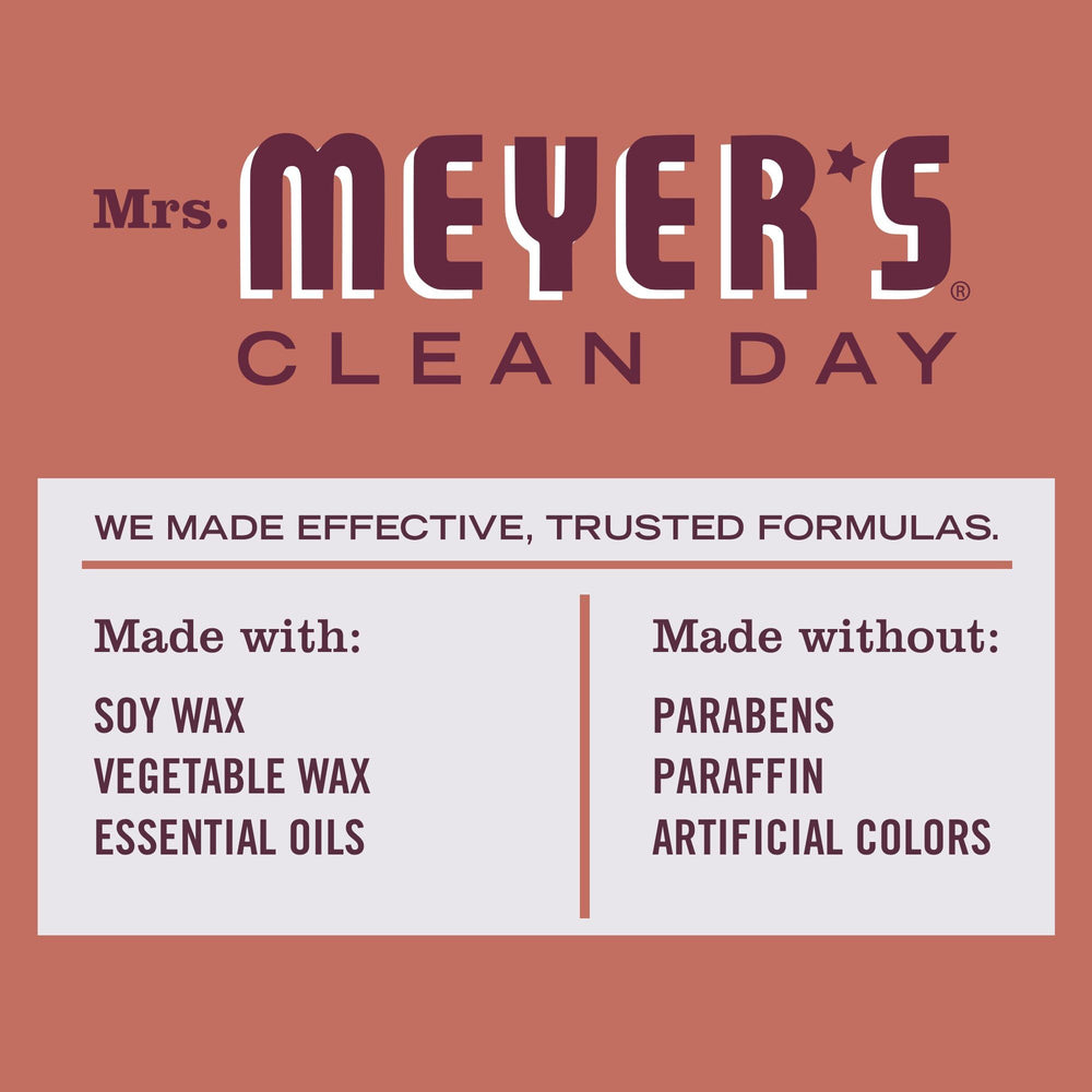 Mrs. Meyer's Clean Day Fall Leaves candle close-up highlighting fragrance release.
