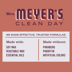 Mrs. Meyer's Clean Day Fall Leaves candle close-up highlighting fragrance release.