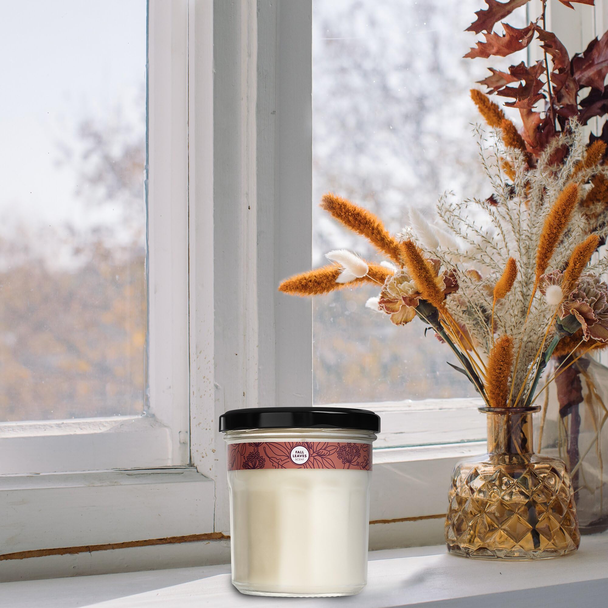Gift-ready packaging of Mrs. Meyer's Fall Leaves candle.