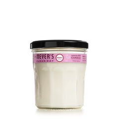 Mrs. Meyer's Clean Day Peony candle jar with long-lasting floral aroma for fresh rooms.