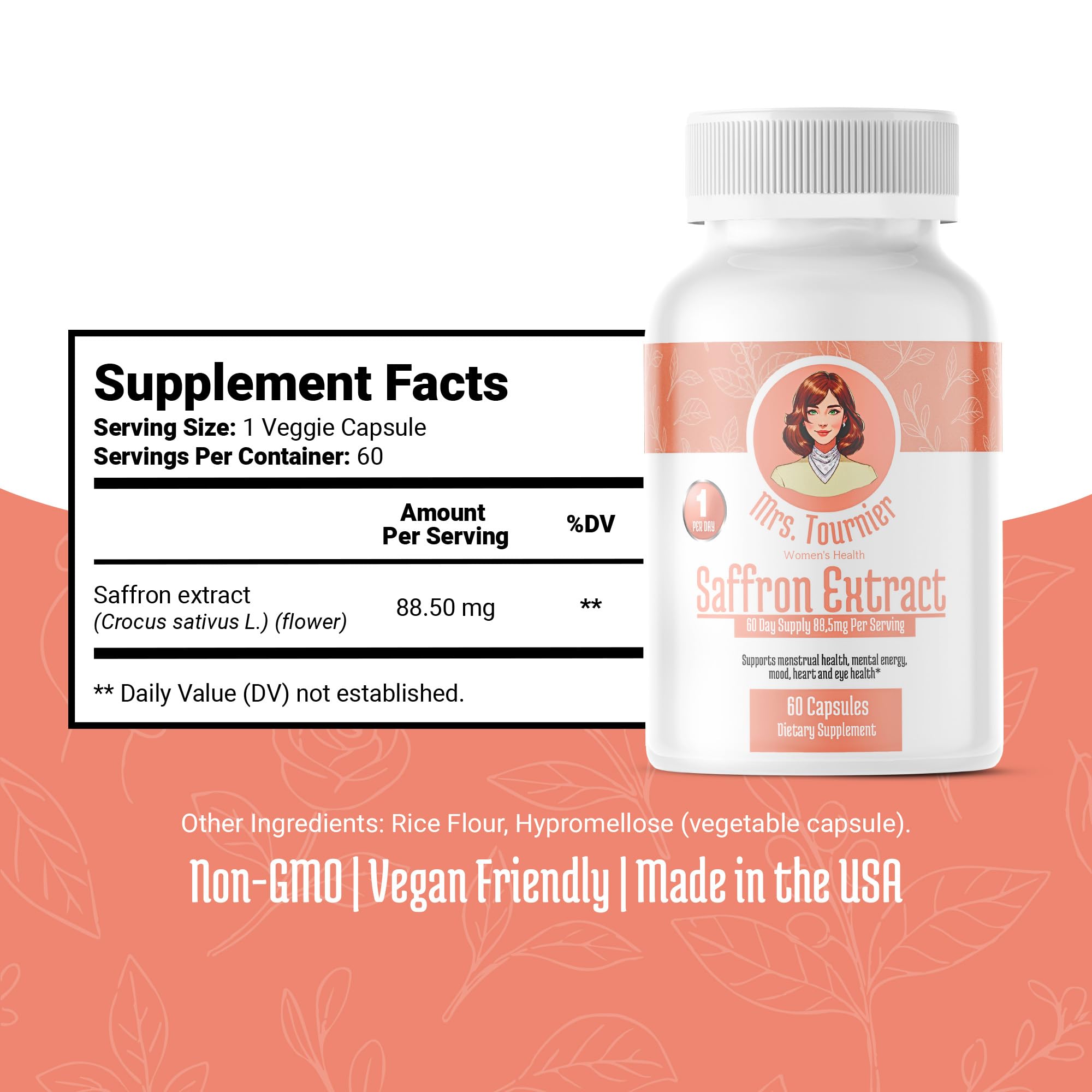 Mrs. Tournier saffron capsules blister pack for daily mood support