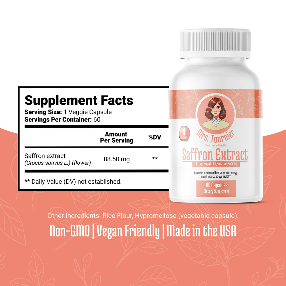 Mrs. Tournier saffron capsules blister pack for daily mood support