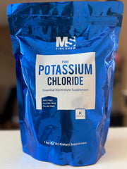 MS Finechem potassium chloride powder on kitchen counter for everyday hydration.