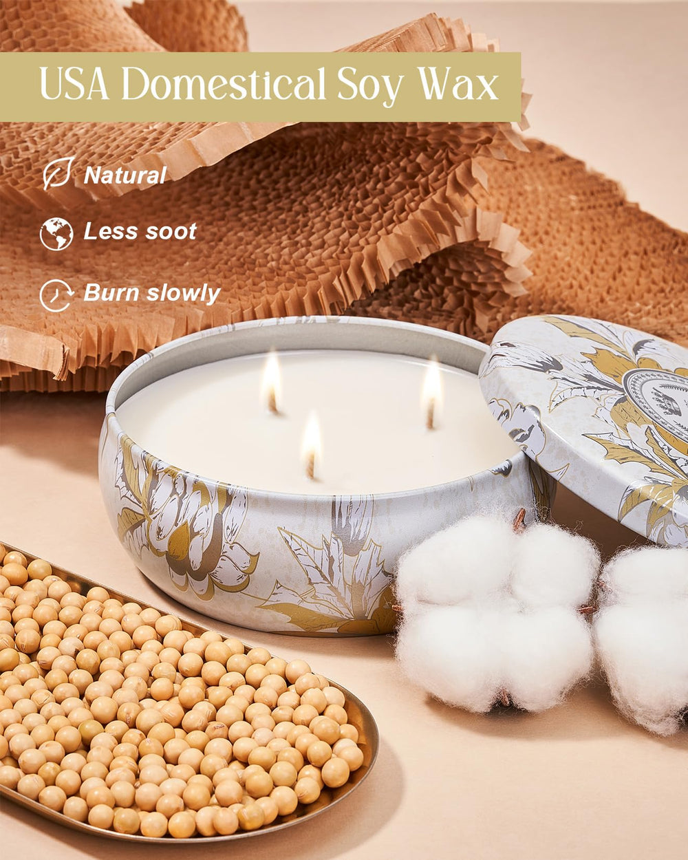 M&SENSE triple-wick candle delivers enhanced scent throw for open living spaces.