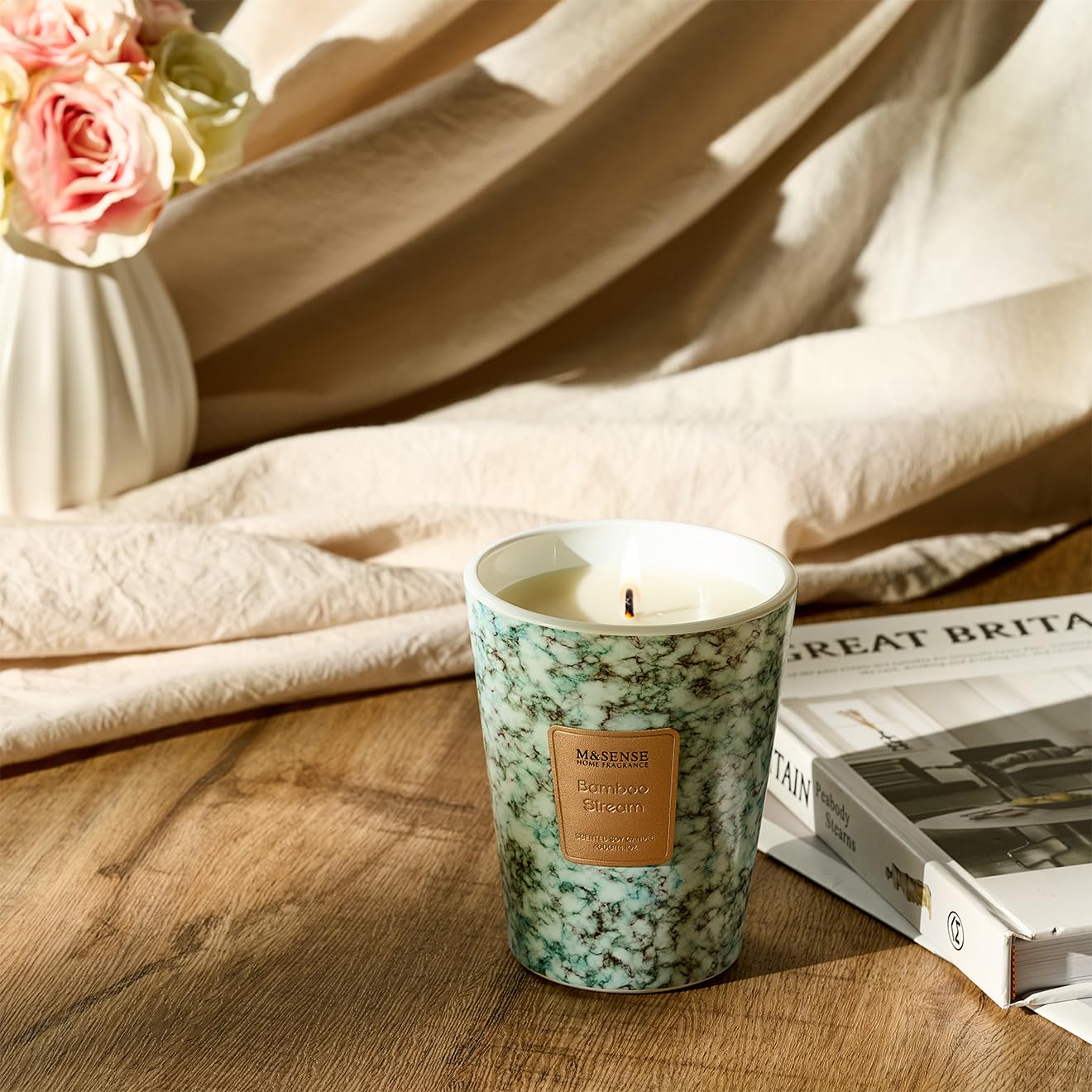 MSENSE Reusable jar after burning serves as desk organizer.