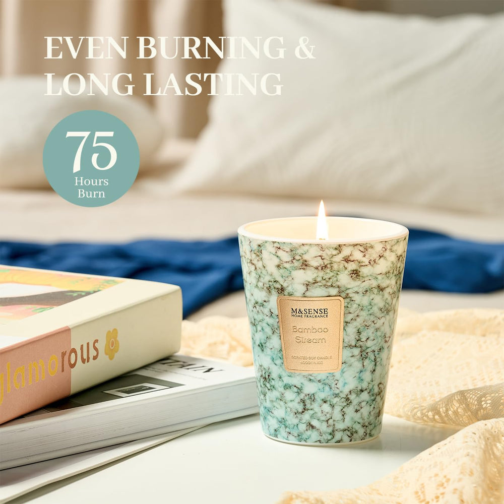 MSENSE Candle in cozy room creates inviting ambiance and warmth.