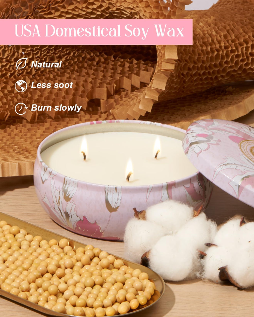 MSENSE Cherry Blossom 12 oz vegan wax candle detail highlight