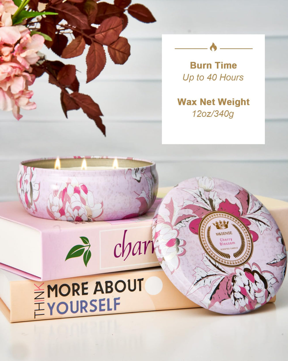 MSENSE Cherry Blossom candle in living room enhancing ambience