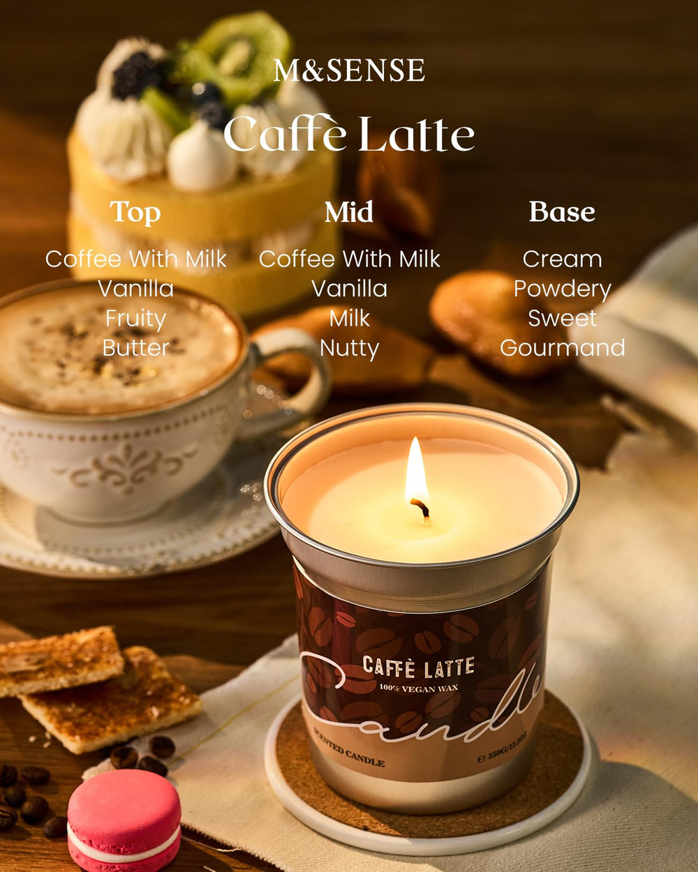 MSENSE coffee candle latte art cover adds a charming mug design to your decor.