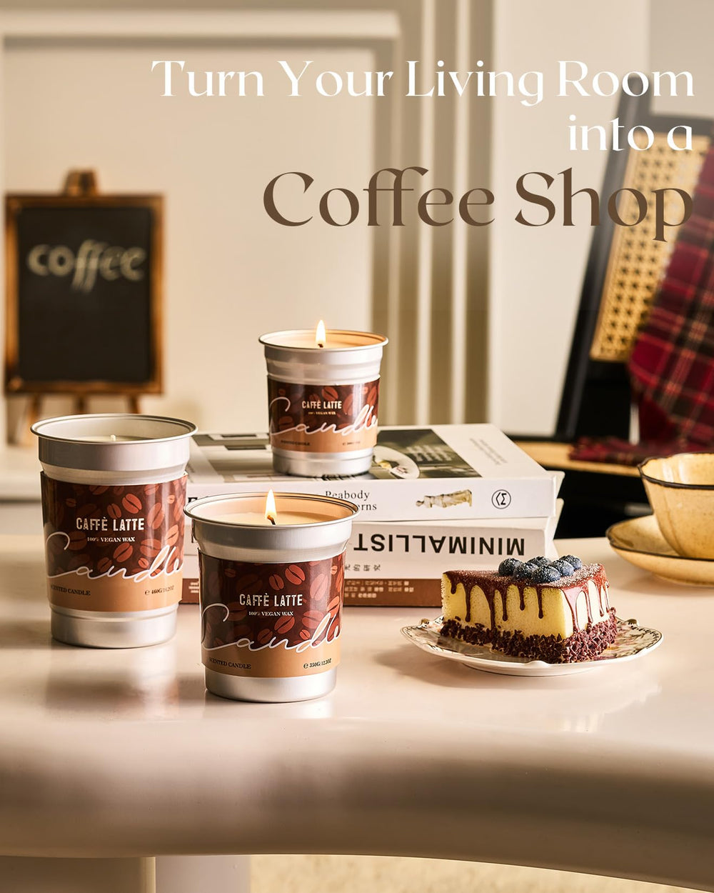 MSENSE soy-palm wax candle offers clean burn with rich coffee aroma for long-lasting ambiance.