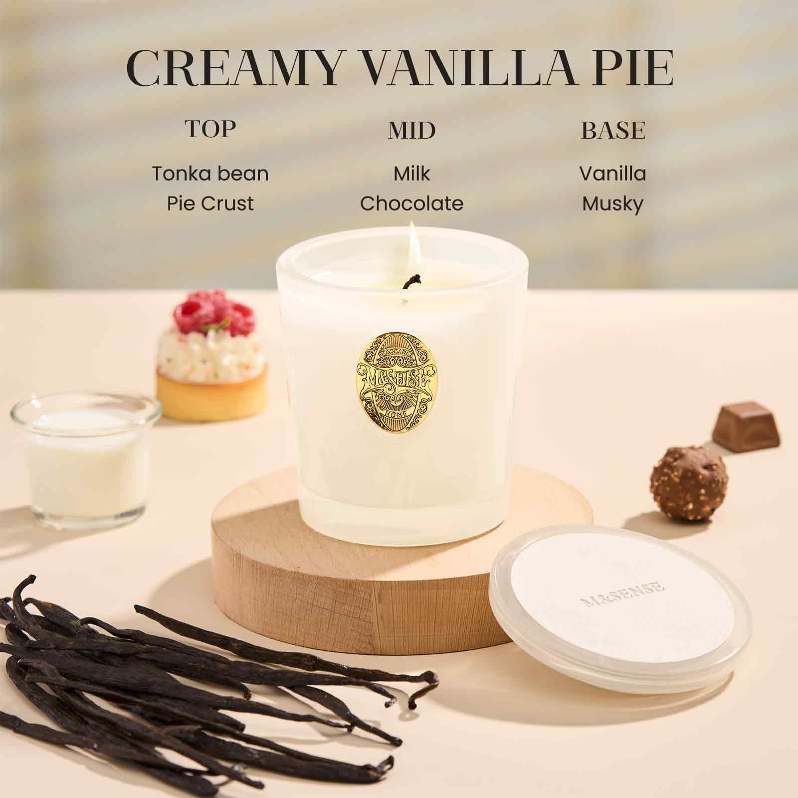 M&SENSE candle label and glass jar design adds chic decor accent.
