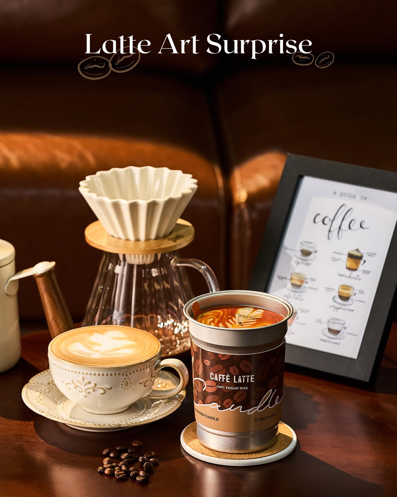 M&SENSE Espresso Candle 16.2oz size fills living areas with rich aroma.