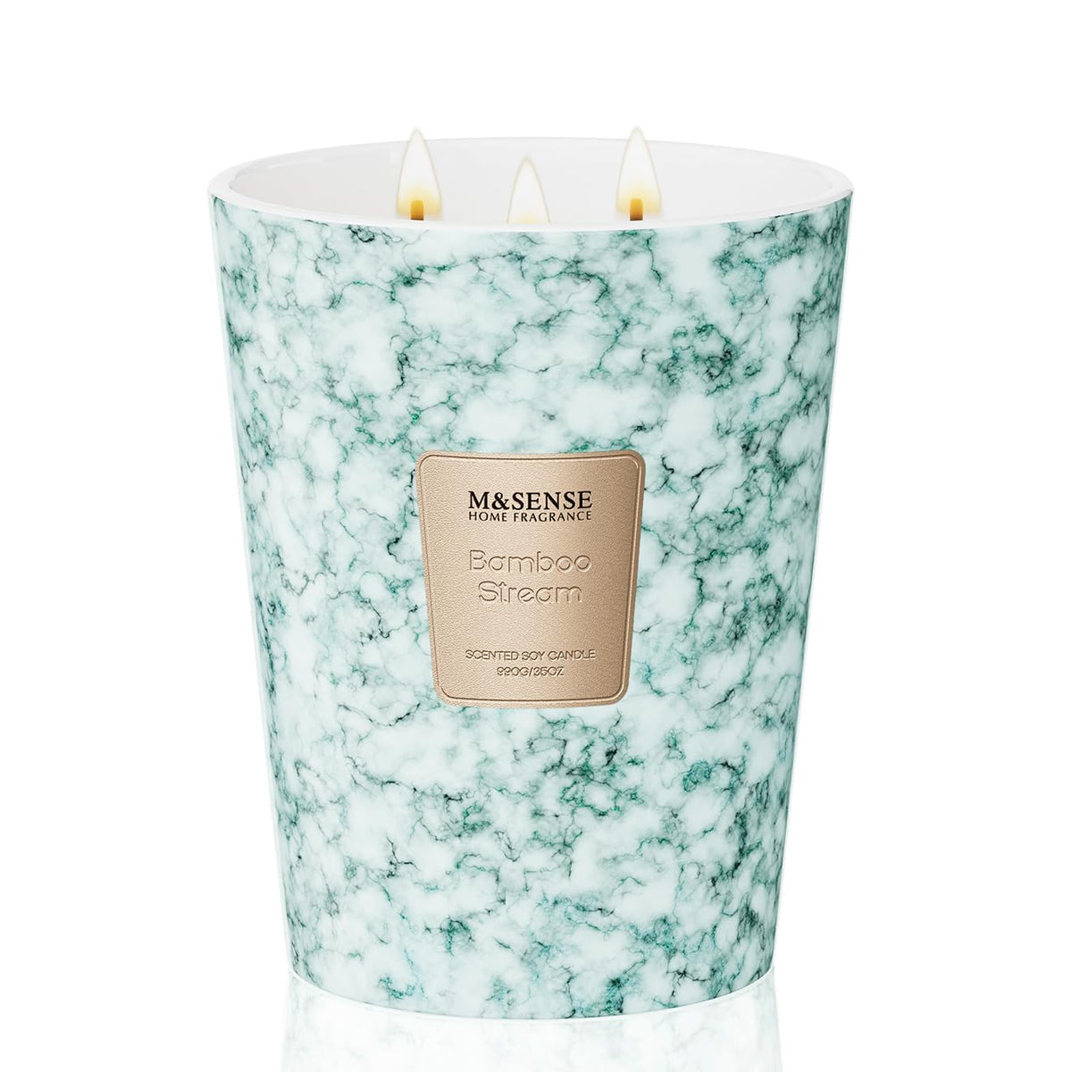 M&SENSE extra large candle front view showing bamboo stream jar for calm ambiance