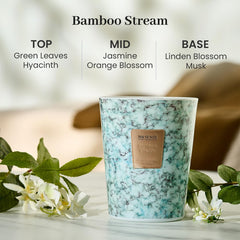 M&SENSE 3-wick bamboo stream candle wick closeup emphasizes consistent fragrance