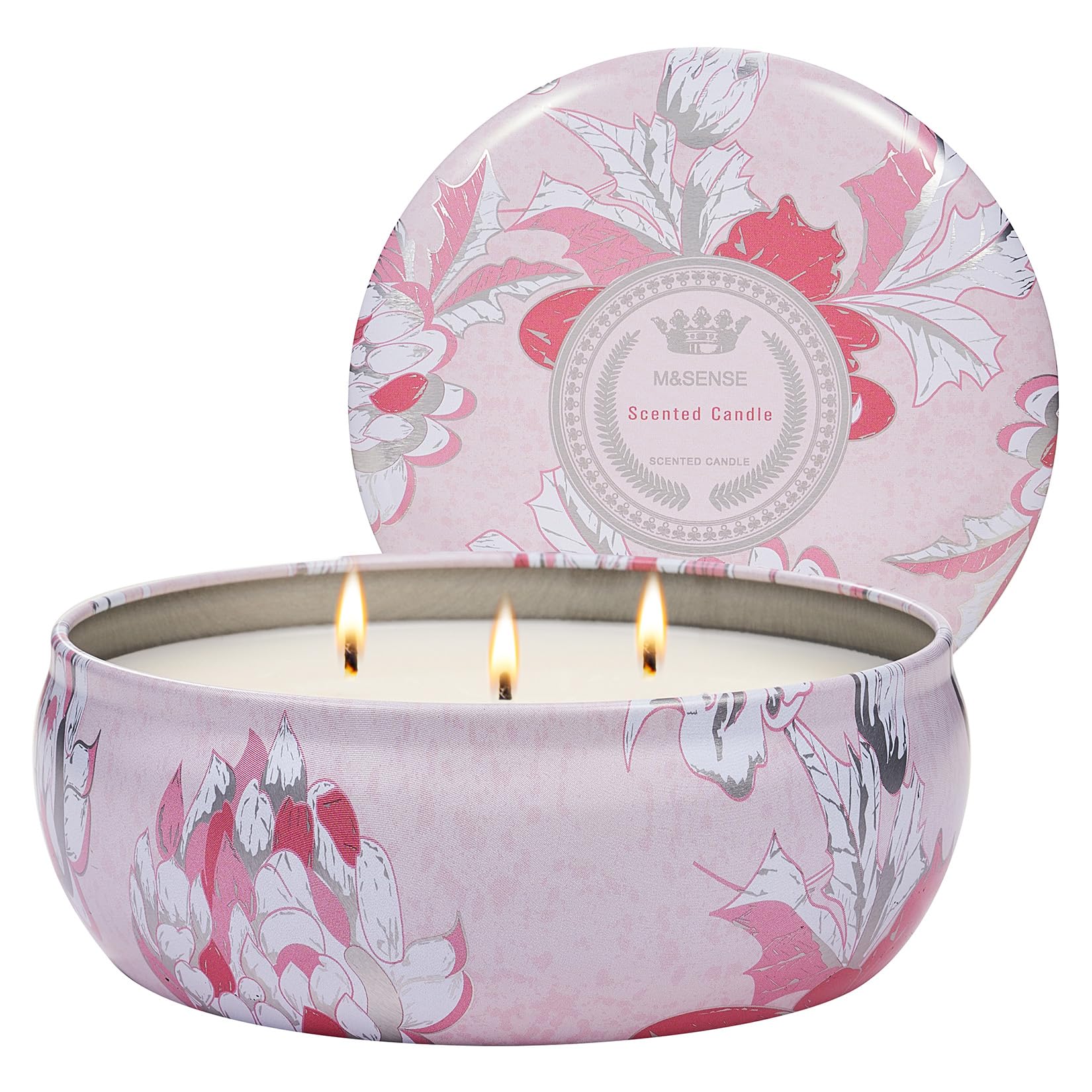 M SENSE Fruity Rainbow candle jar front view, adds vibrant decor and scent