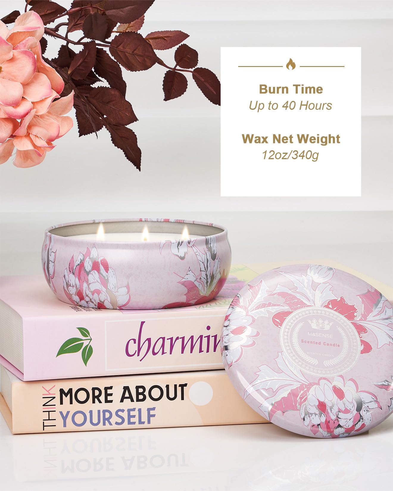 M SENSE Fruity Rainbow candle in a chic tin for living room ambience