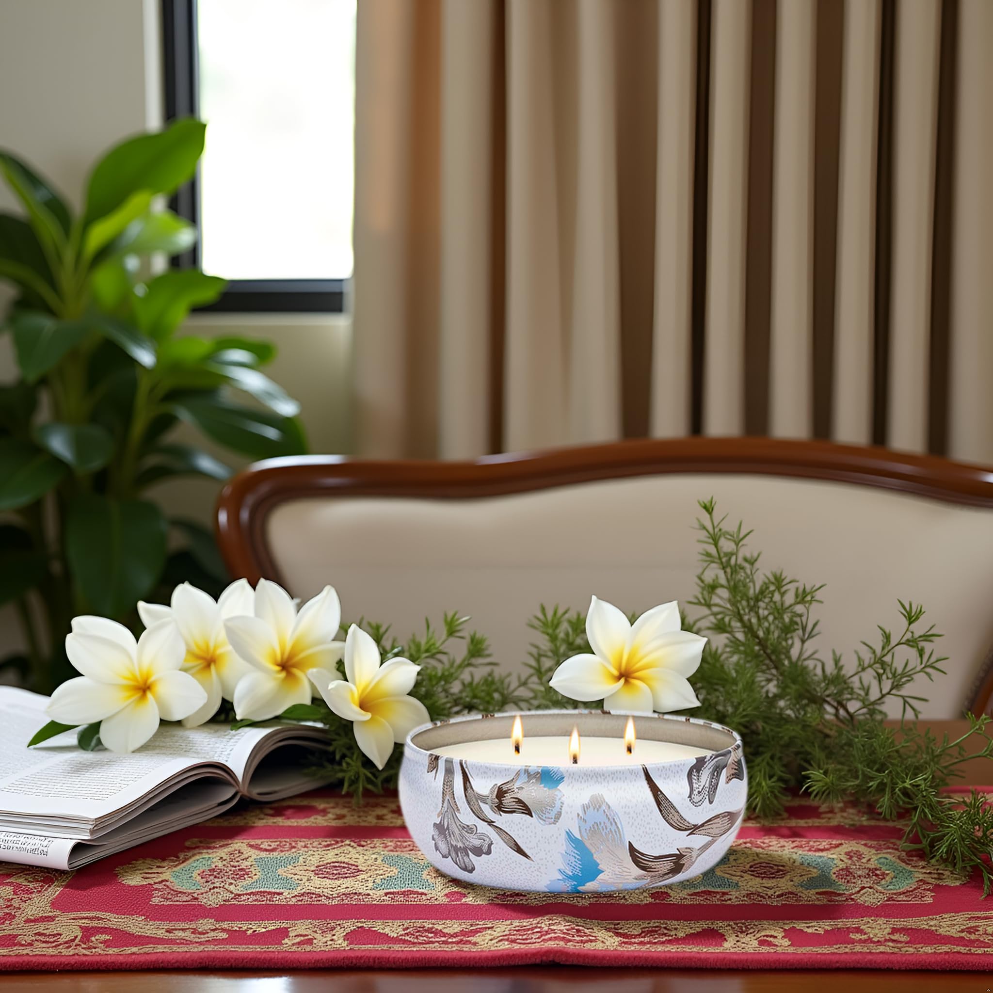 M&SENSE gardenia tin with floral pattern enhances decor