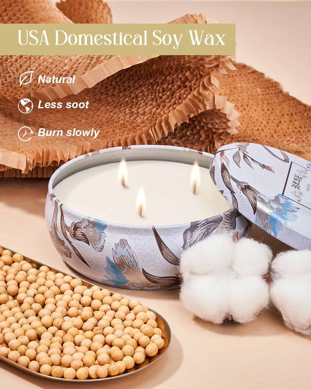 Close-up of soy wax in M&SENSE Gardenia candle