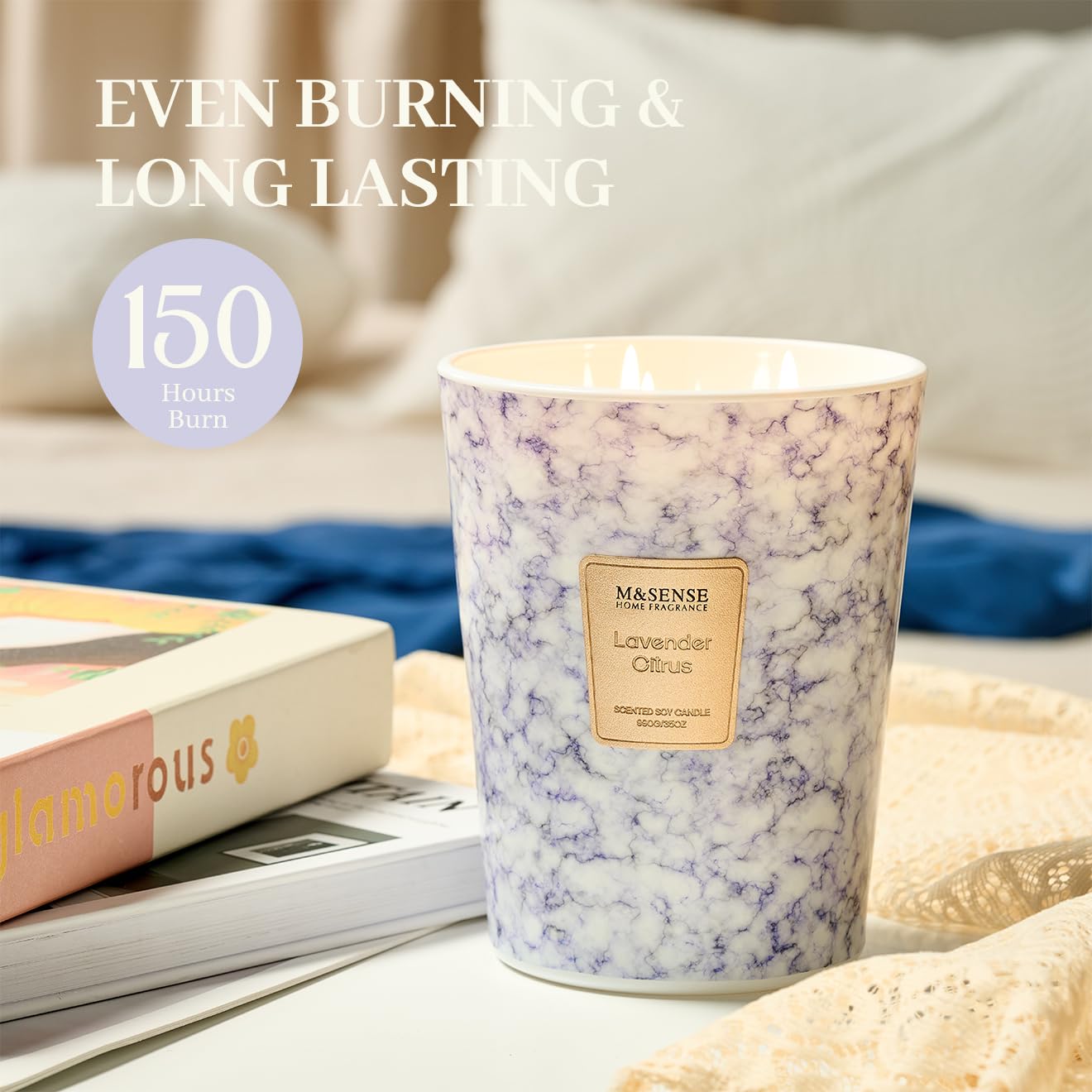 M&SENSE lavender-citrus scent helps create calm during meditation.