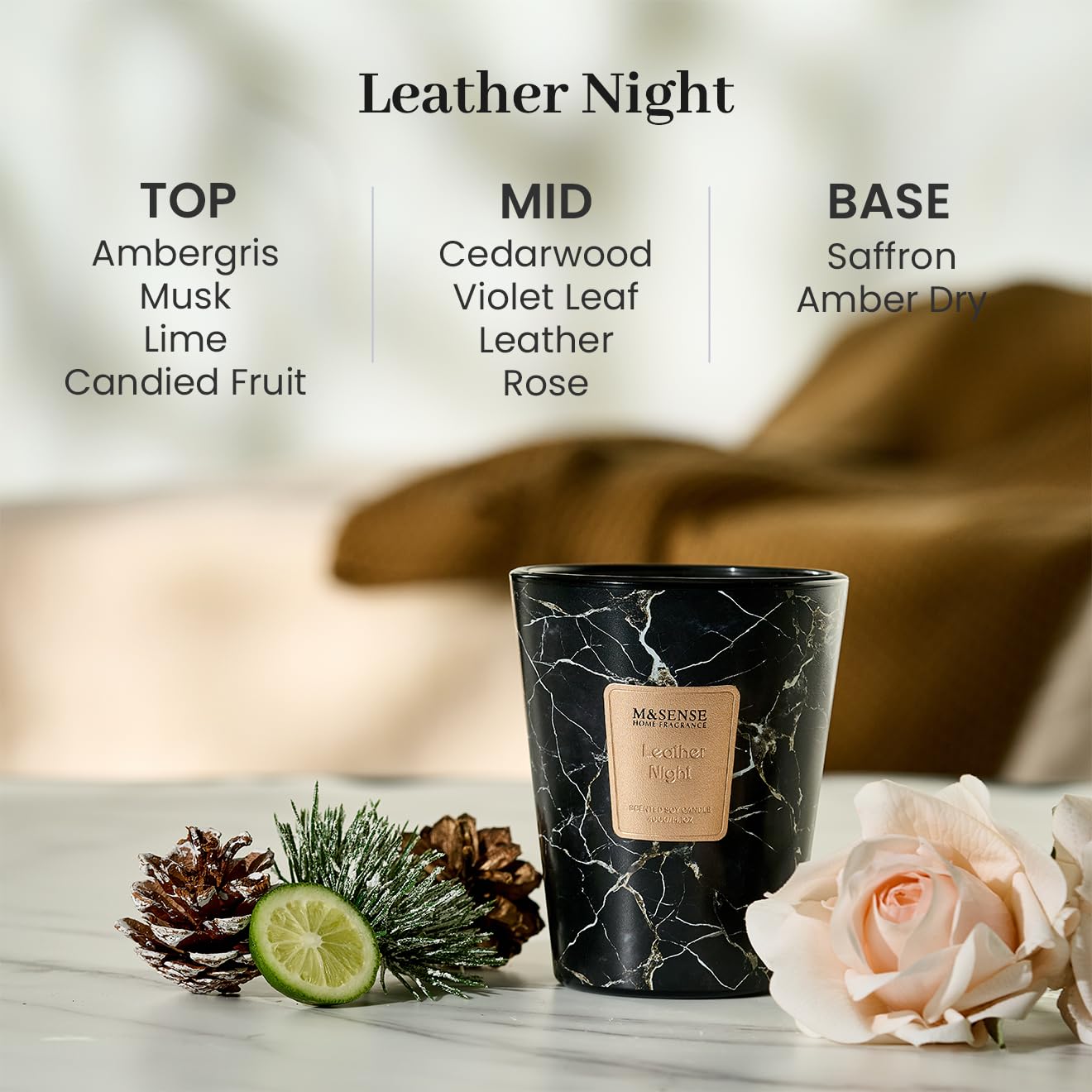 M&SENSE 3-wick candle glow demonstrates robust scent and even burn