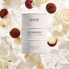 M&SENSE Litchi Fizzy candle glow creates a warm, inviting ambiance.