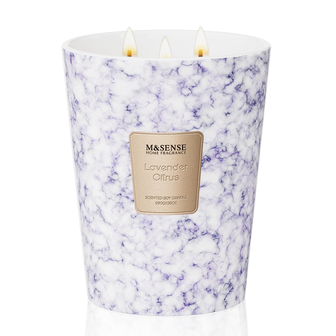M&SENSE natural soy wax offers clean burning and family-friendly use.