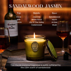 M SENSE candle in green jar adds elegant decor and a clean burn.