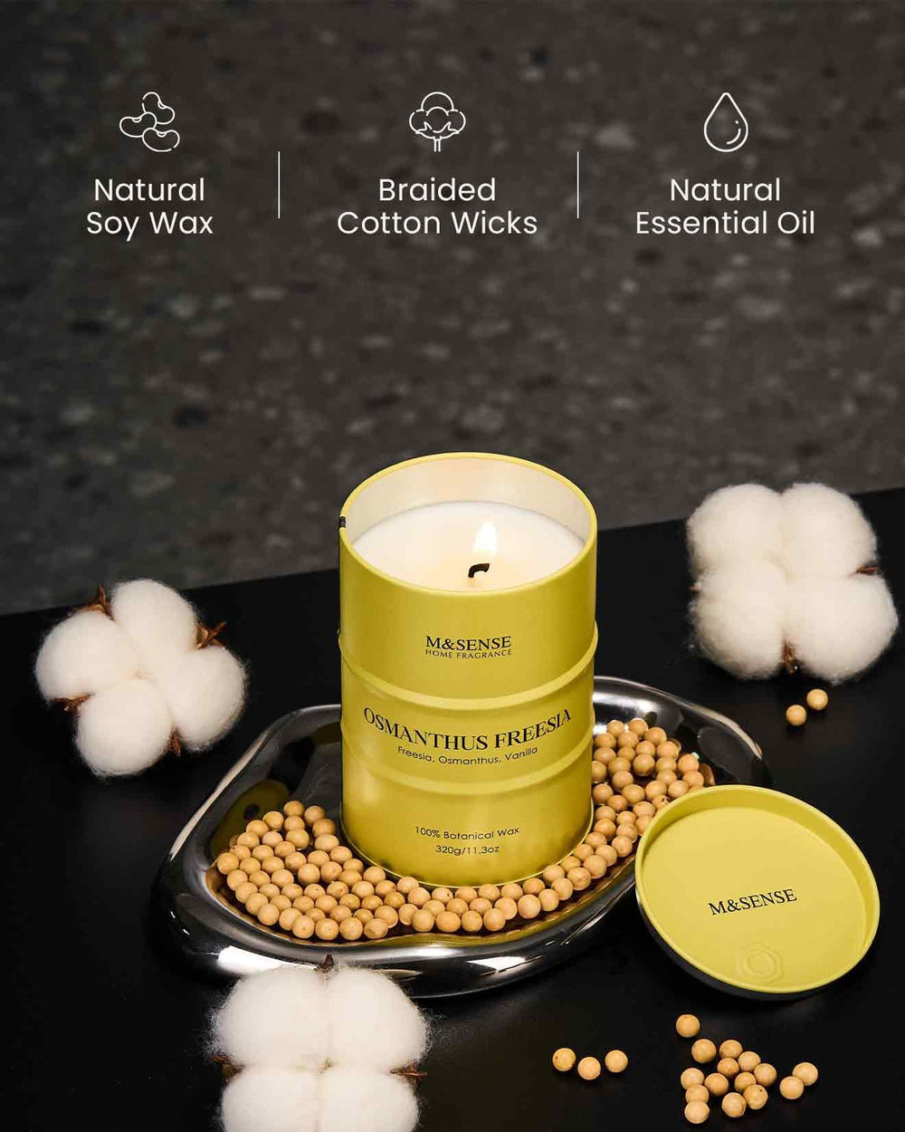 M&SENSE Osmanthus Freesia candle gift box, ideal for gifting to beauty lovers.