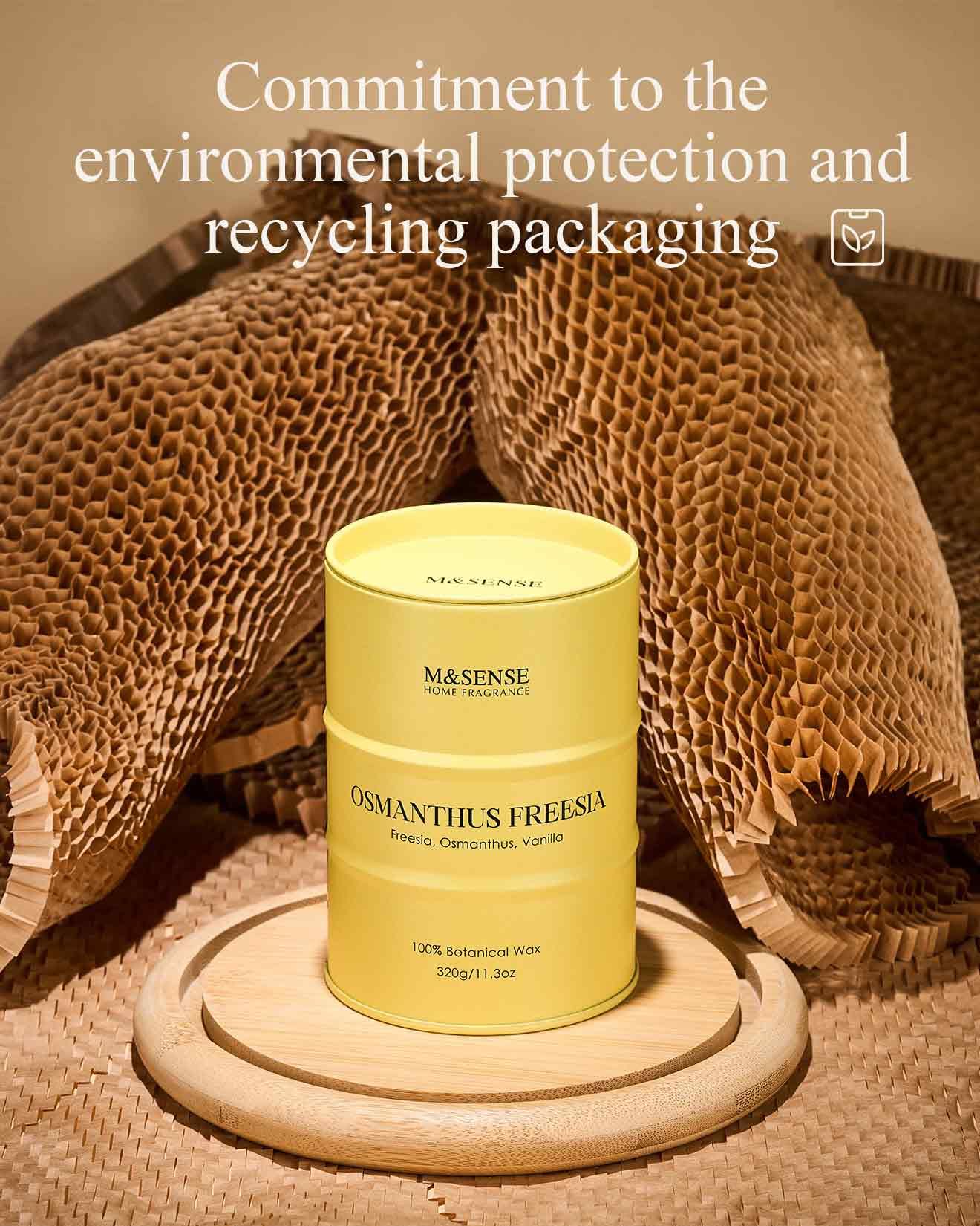 M&SENSE Osmanthus Freesia candle lit ambiance creates warm spaces.