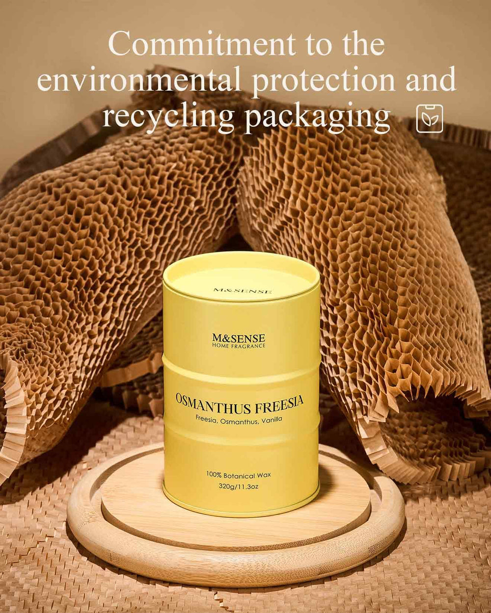 M&SENSE Osmanthus Freesia candle lit ambiance creates warm spaces.