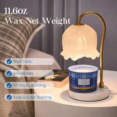 M&SENSE plaid candle wax pour showcases premium natural wax for steady scent release.