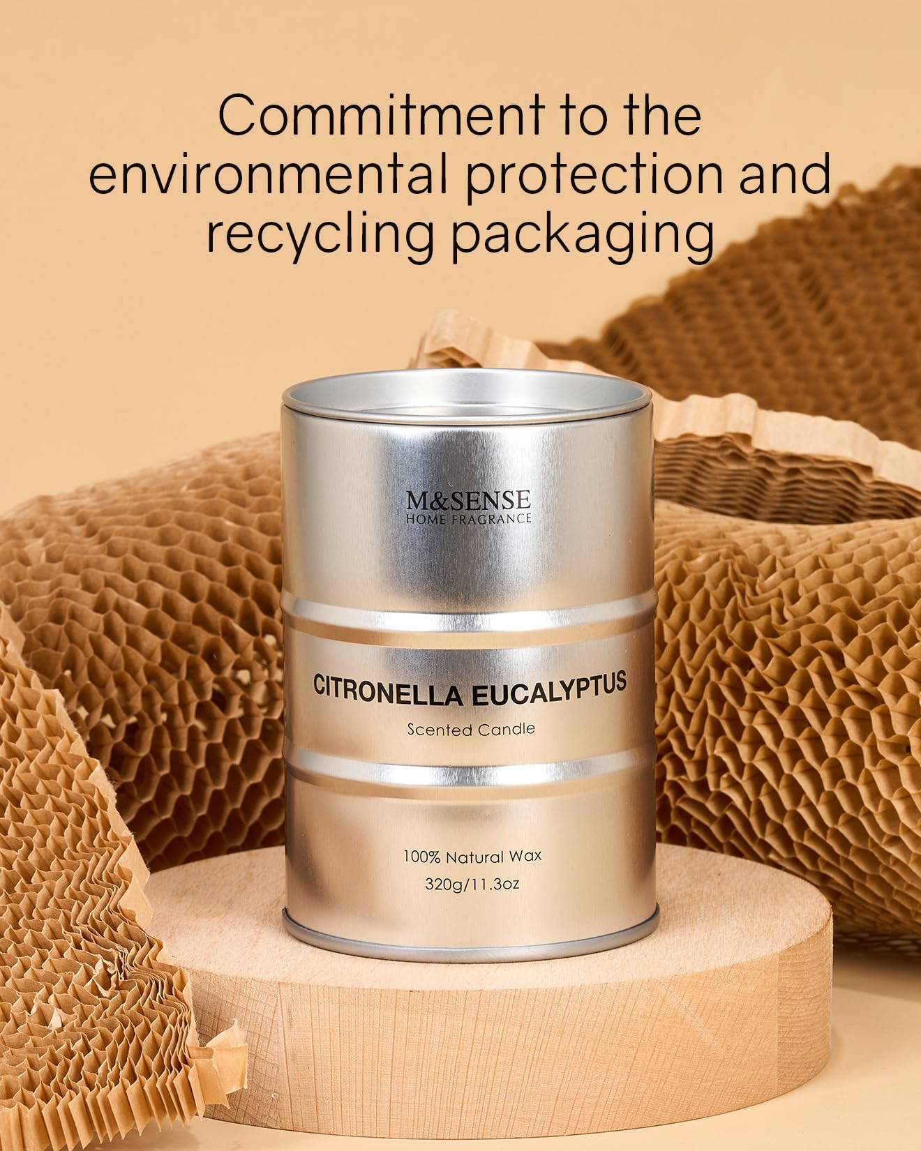 MSENSE scented candle Citronella Eucalyptus medium jar – outdoor-ready design for patios and picnics