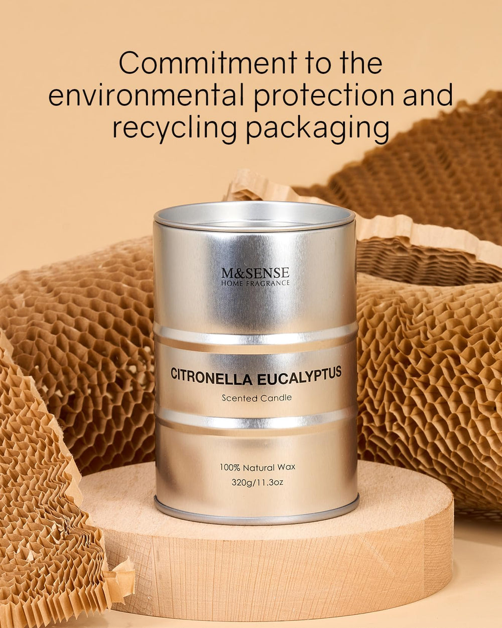 MSENSE scented candle Citronella Eucalyptus medium jar – outdoor-ready design for patios and picnics