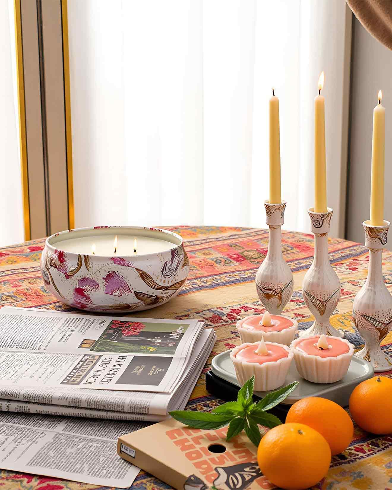 M&SENSE 3-wick candle in action with bright burn and stronger scent throw.