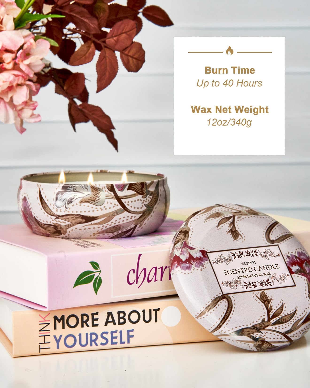 M&SENSE candle with lead-free wicks delivering even burning across the wax.