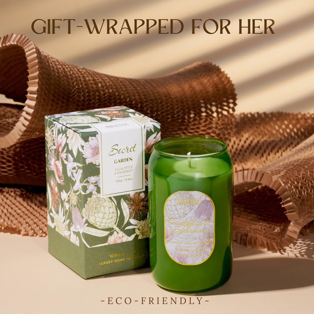 Reusable glass jar with M&SENSE candle doubles as décor