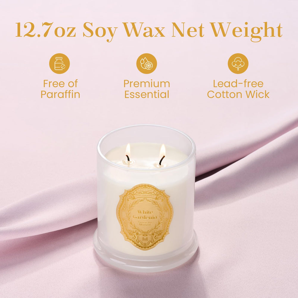 M&SENSE White Gardenia candle soy wax close-up for a clean burn.