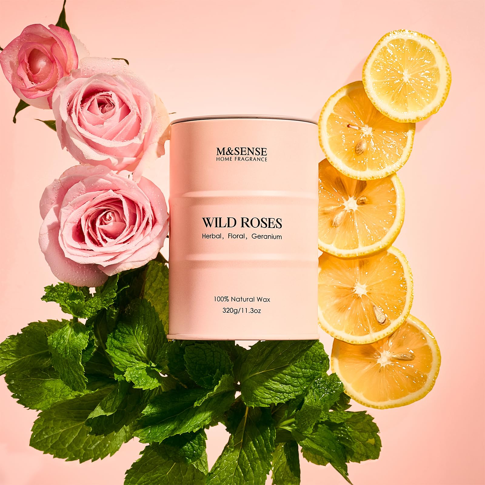 M&SENSE Wild Rose candle in elegant gift box for thoughtful gifting.