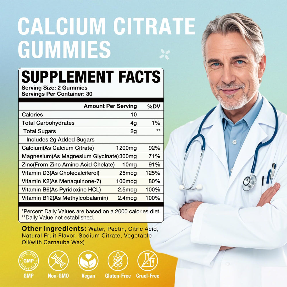 Nutrition panel highlights D3 and K2 with B vitamins on MSLOTAL gummies