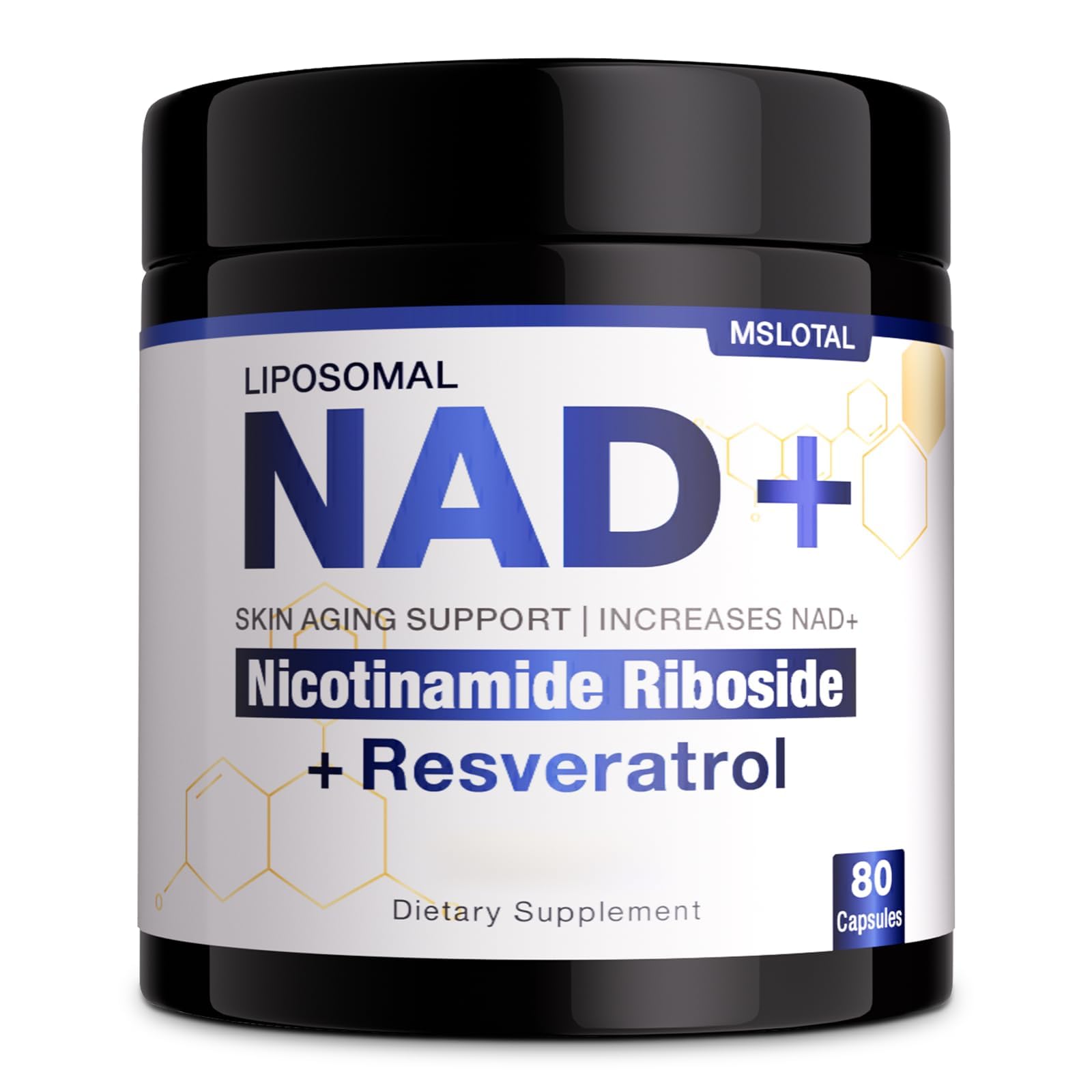MSLOTAL NAD+ supplement bottle front view for energy support