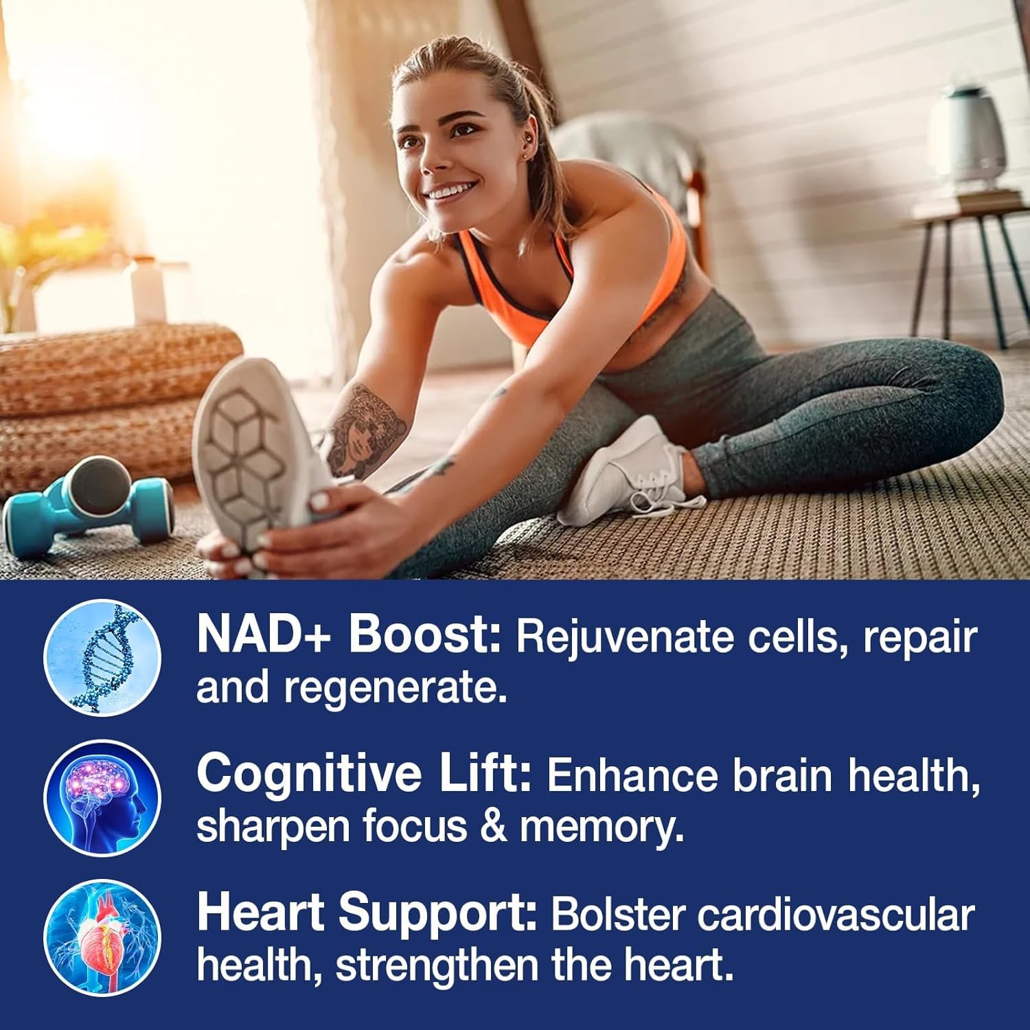 MSLOTAL NAD+ bottle with water showcasing easy daily intake