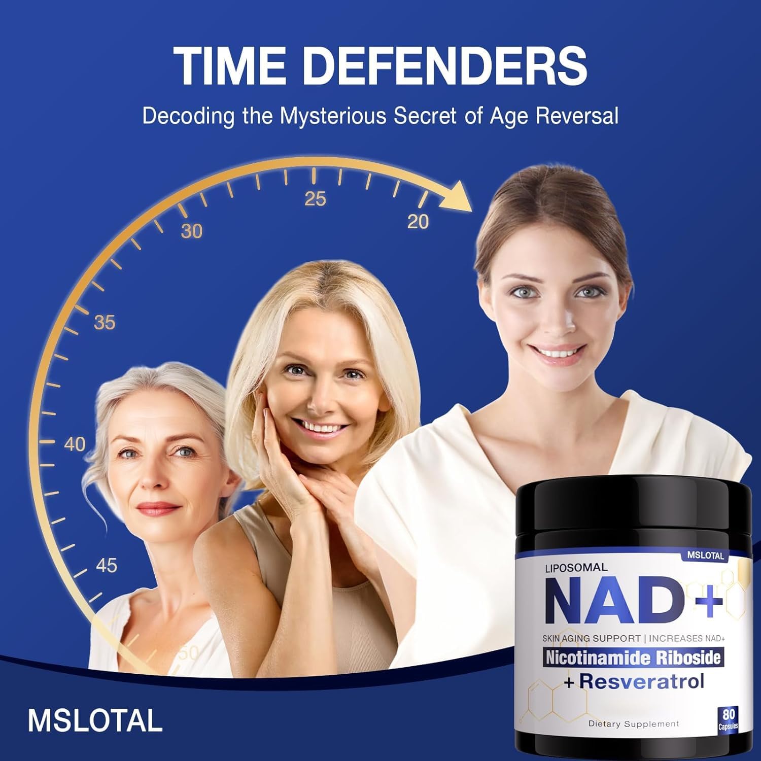 MSLOTAL NAD+ supplement set in a morning lifestyle setup