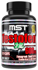 MST Testofen bottle front view highlighting 600 mg capsules.