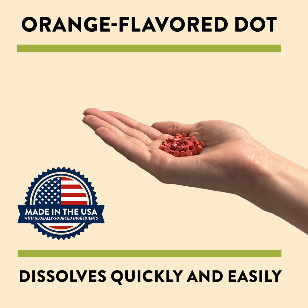 Mt. Angel Triple B-12 Dots dissolving under tongue close-up and quick absorption.