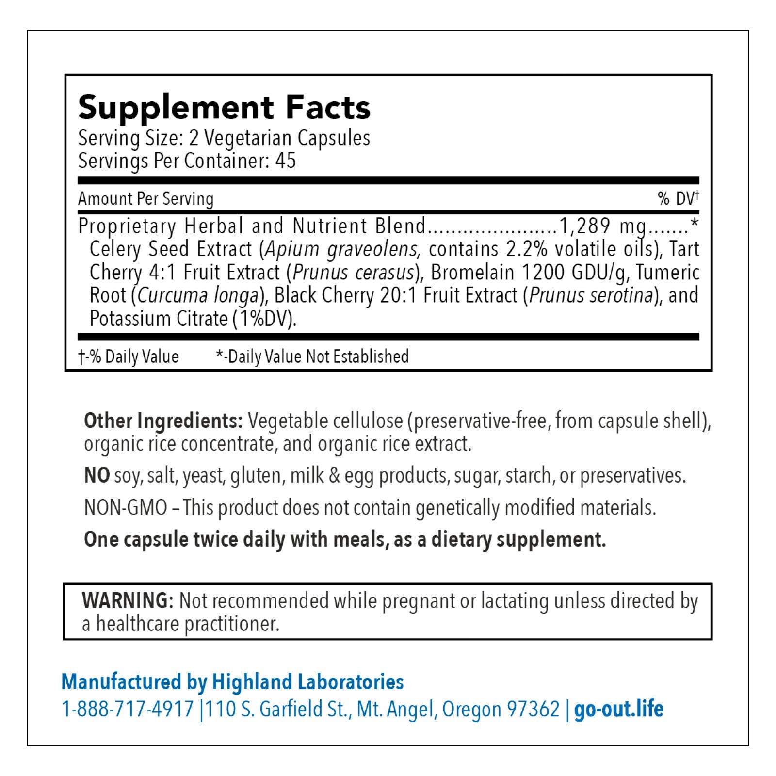 Gluten-free label on Mt. Angel Go Out Daily Maintenance bottle.