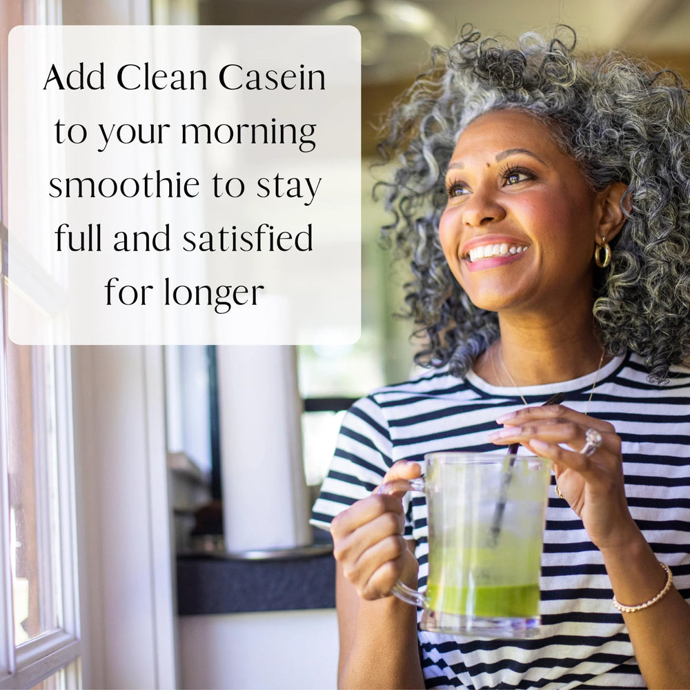 Mt. Capra Clean Casein bottle beside bed for nighttime use