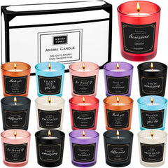 MTLEE 16-pack scented candles gift set with vibrant colors for festive decor and cozy ambience