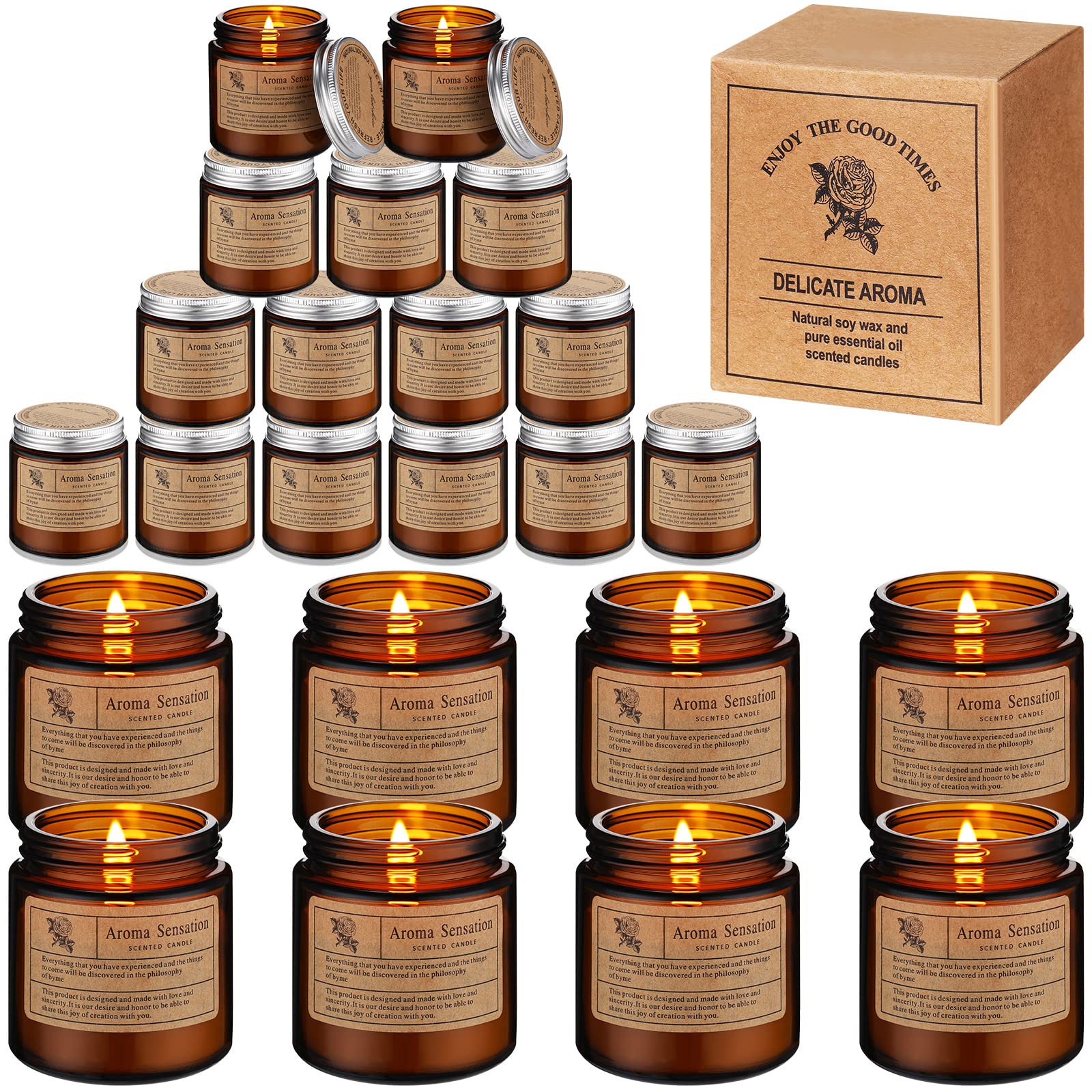MTLEE 24-pc candle set packaging highlights variety for gifting and home scenting.