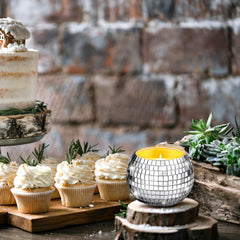 MTLEE disco ball candle wedding decor with reflective glow.