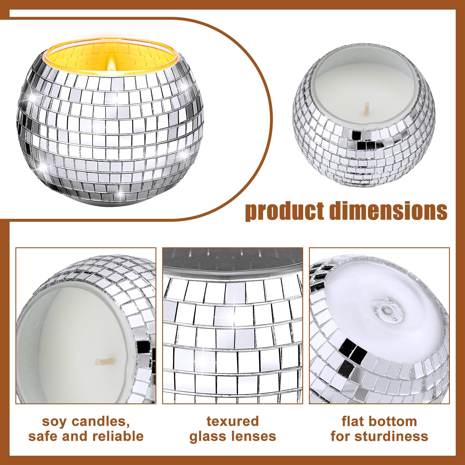 MTLEE scented soy disco ball candle for weddings and celebrations.